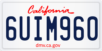 CA license plate 6UIM960