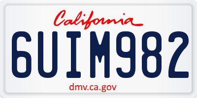 CA license plate 6UIM982