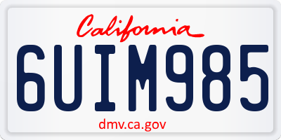 CA license plate 6UIM985