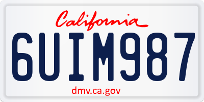 CA license plate 6UIM987