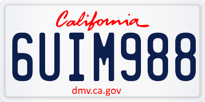 CA license plate 6UIM988
