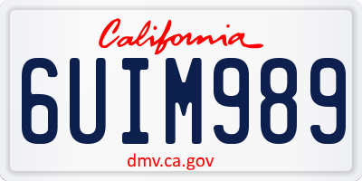 CA license plate 6UIM989