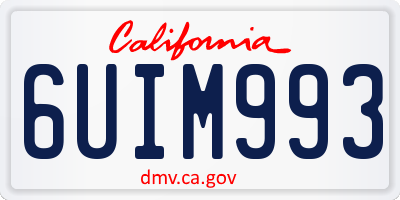 CA license plate 6UIM993