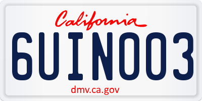 CA license plate 6UIN003