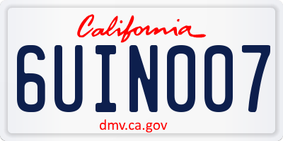 CA license plate 6UIN007