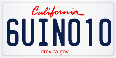 CA license plate 6UIN010