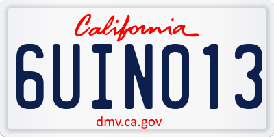 CA license plate 6UIN013