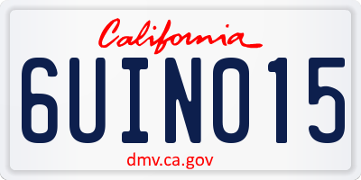 CA license plate 6UIN015