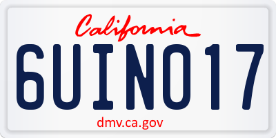 CA license plate 6UIN017