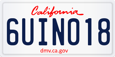 CA license plate 6UIN018