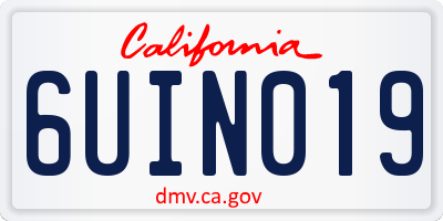 CA license plate 6UIN019