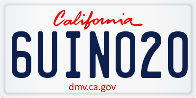 CA license plate 6UIN020