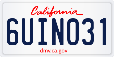 CA license plate 6UIN031