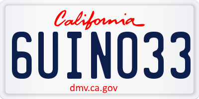 CA license plate 6UIN033