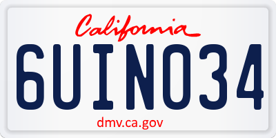 CA license plate 6UIN034