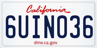CA license plate 6UIN036