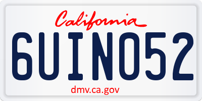 CA license plate 6UIN052