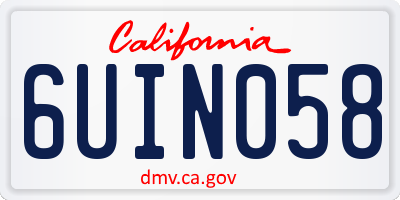 CA license plate 6UIN058