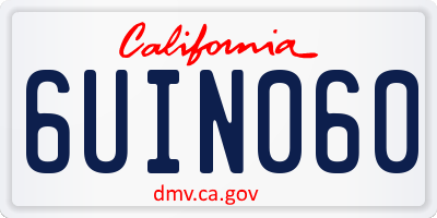 CA license plate 6UIN060