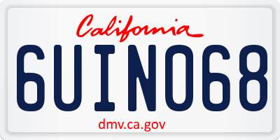 CA license plate 6UIN068