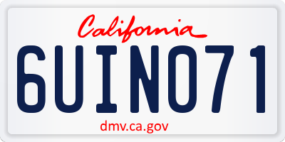 CA license plate 6UIN071