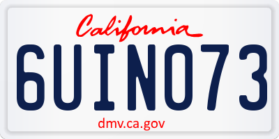 CA license plate 6UIN073