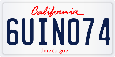 CA license plate 6UIN074