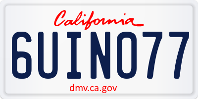 CA license plate 6UIN077