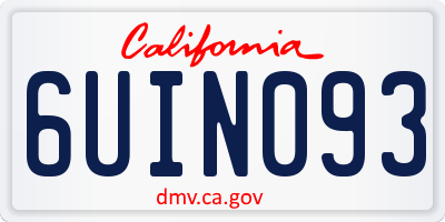 CA license plate 6UIN093