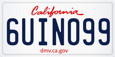 CA license plate 6UIN099
