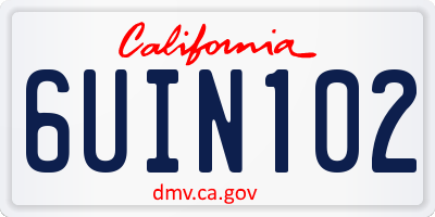 CA license plate 6UIN102