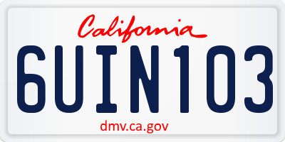 CA license plate 6UIN103