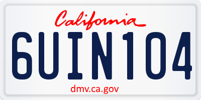 CA license plate 6UIN104