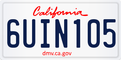 CA license plate 6UIN105