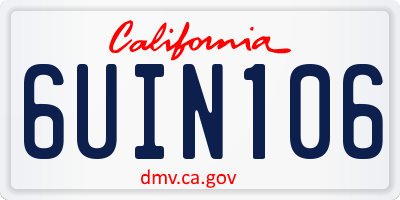 CA license plate 6UIN106