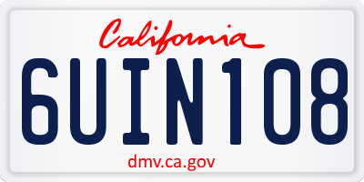 CA license plate 6UIN108