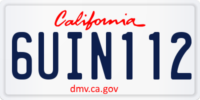 CA license plate 6UIN112
