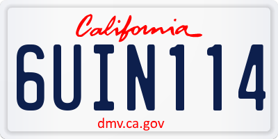 CA license plate 6UIN114