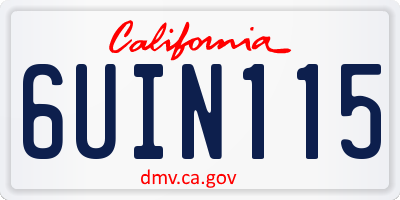 CA license plate 6UIN115
