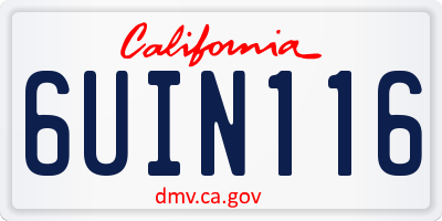 CA license plate 6UIN116