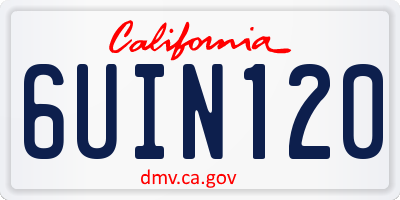 CA license plate 6UIN120