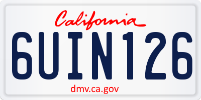 CA license plate 6UIN126