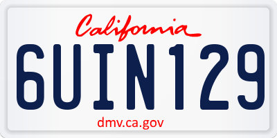 CA license plate 6UIN129