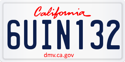 CA license plate 6UIN132