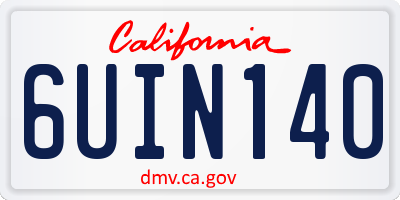 CA license plate 6UIN140