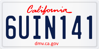 CA license plate 6UIN141