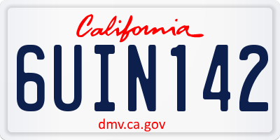 CA license plate 6UIN142