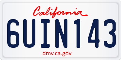 CA license plate 6UIN143
