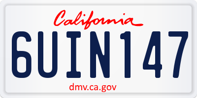 CA license plate 6UIN147