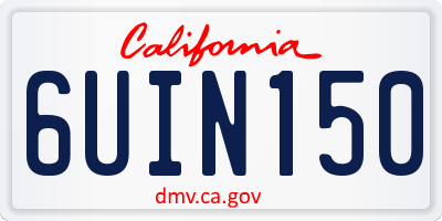CA license plate 6UIN150